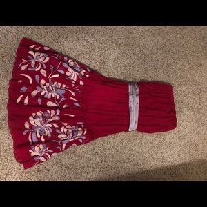 Women’s Floral Embroidered Maxi Dress silk belt